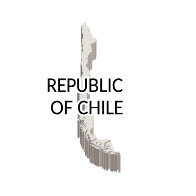 チリ共和国無料フリーイラスト｜英語・立体(白)